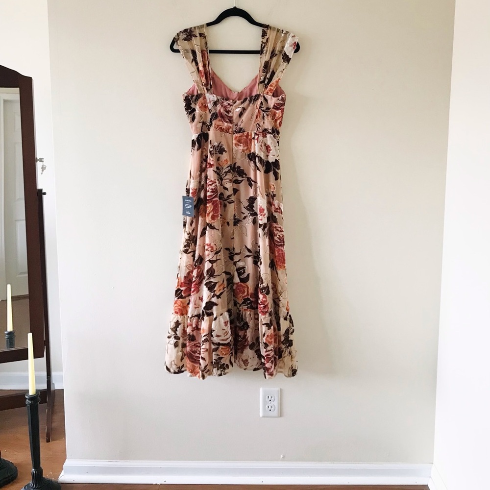 Lulus Composed Beauty Blush Pink Burnout Velvet Floral Midi Dress, NWT - Picture 8 of 16